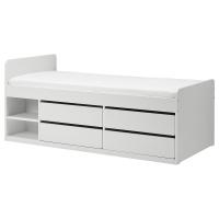 SLÄKT Кровать с ящиками белый 90x200 см. IKEA