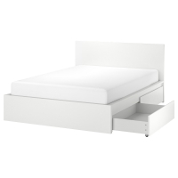 MALM Rama łóżka z 4 pojemnikami, biały/Lindbåden, 180x200 cm