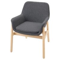 VEDBO Кресло с подлокотниками береза/Гуннаред средне-серый