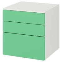 SMÅSTAD / PLATSA Komoda, 3 szuflady, biały/zielony, 60x57x63 cm