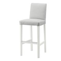BERGMUND Барный стул со спинкой, белый/оррста светло-серый, 75 см