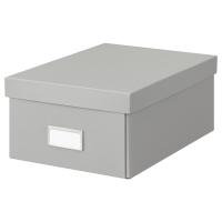HOVKRATS Контейнер с крышкой, светло-серый, 23x32x14 см