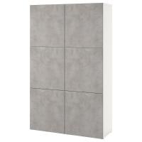 BESTÅ Kombinacja z drzwiami, biały Kallviken/jasnoszary imitacja betonu, 120x42x193 cm
