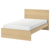 MALM Rama łóżka, wysoka, okleina dębowa bejcowana na biało, 120x200 cm