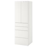 SMÅSTAD / PLATSA Szafa, biały biały/z 4 szufladami, 60x57x181 cm