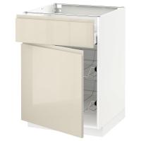 METOD / MAXIMERA Шкаф stj / корзина dr / szuf / дверь, белый / Voxtorp глянцевый светло-бежевый, 60x60 см