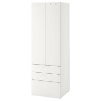 SMÅSTAD / PLATSA Szafa, biały biały/z 3 szufladami, 60x57x181 cm