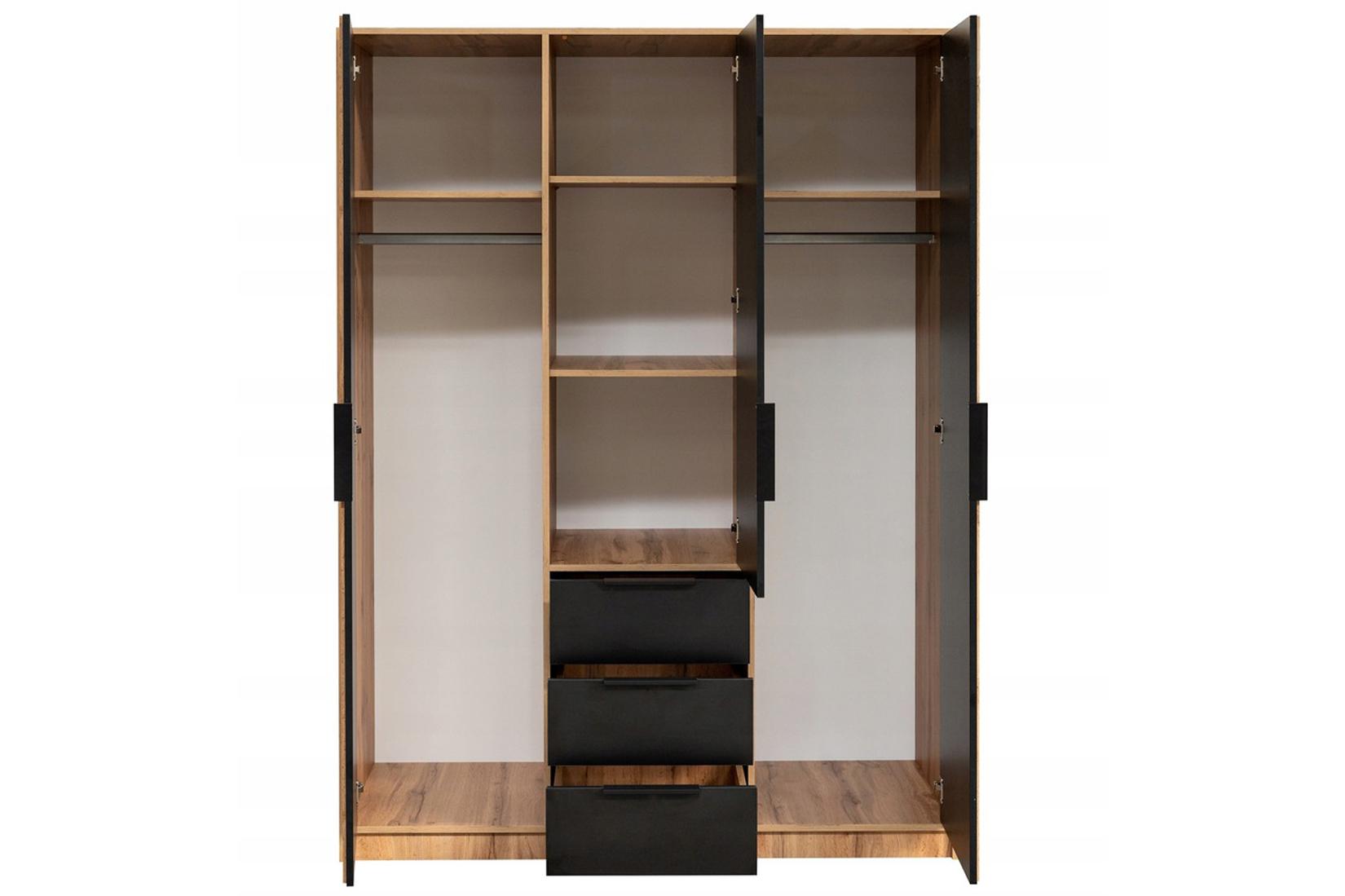 Bali Lux D3 Шкаф Дуб вотан/чёрный/зеркало (Польша)