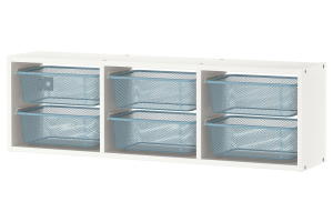 TROFAST IKEA 394.782.08 Навесная полка 99x21x30 см белый/сланцево-синий