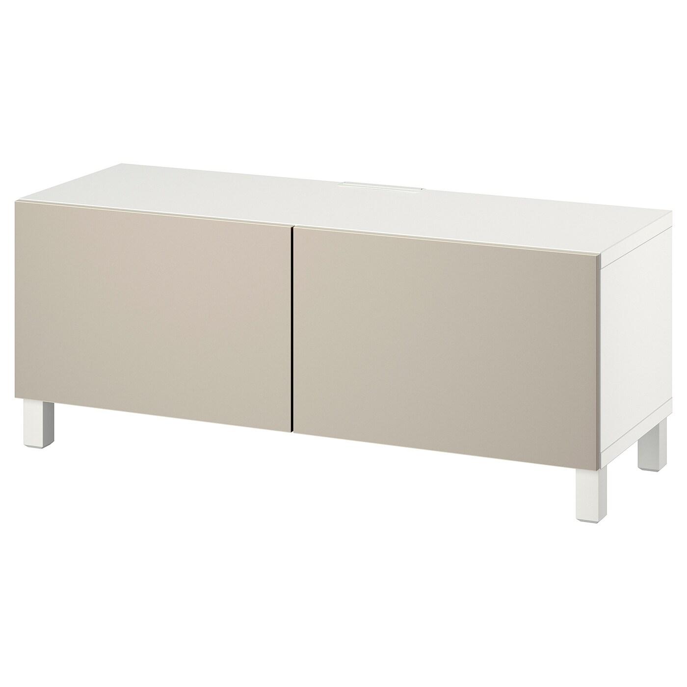 BESTA Ława ТВ с дверью, Белый Lappviken / Stubbarp / светло-серый / бежевый, 120x42x48 см