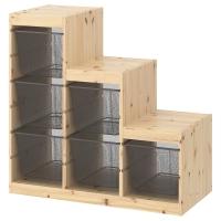 TROFAST Стеллаж с ящиками сосна светлая беленая/темно-серая 94x44x91 см IKEA