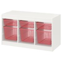 TROFAST Стеллаж с ящиками белый/светло-красный 99x44x56 см IKEA