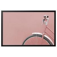 BJÖRKSTA Obraz z ramą, różowu rower/czarny, 118x78 cm