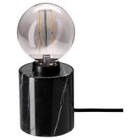 MARKFROST / MOLNART Lampa stołowa z żarówką, marmur czarny/szare szkło przezroczyste, 95 mm