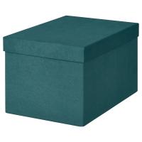 GJÄTTA Коробка для хранения с крышкой, бирюзовый бархат, 18x25x15 см