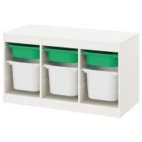TROFAST Комбинация д/хранения+контейнеры белый/зелёный 99x44x56 см IKEA