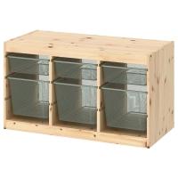 TROFAST Стеллаж с ящиками сосна морилка светлая/светло-серый 93x44x52 см IKEA