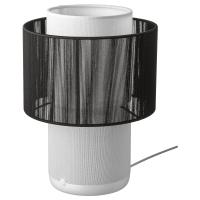 SYMFONISK Lampa/głośnik z wifi, klosz tkanina, biały/czarny