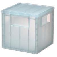 PANSARTAX Коробка для хранения с крышкой прозрачная/голубой лед 16,5x16,5x16,5 см