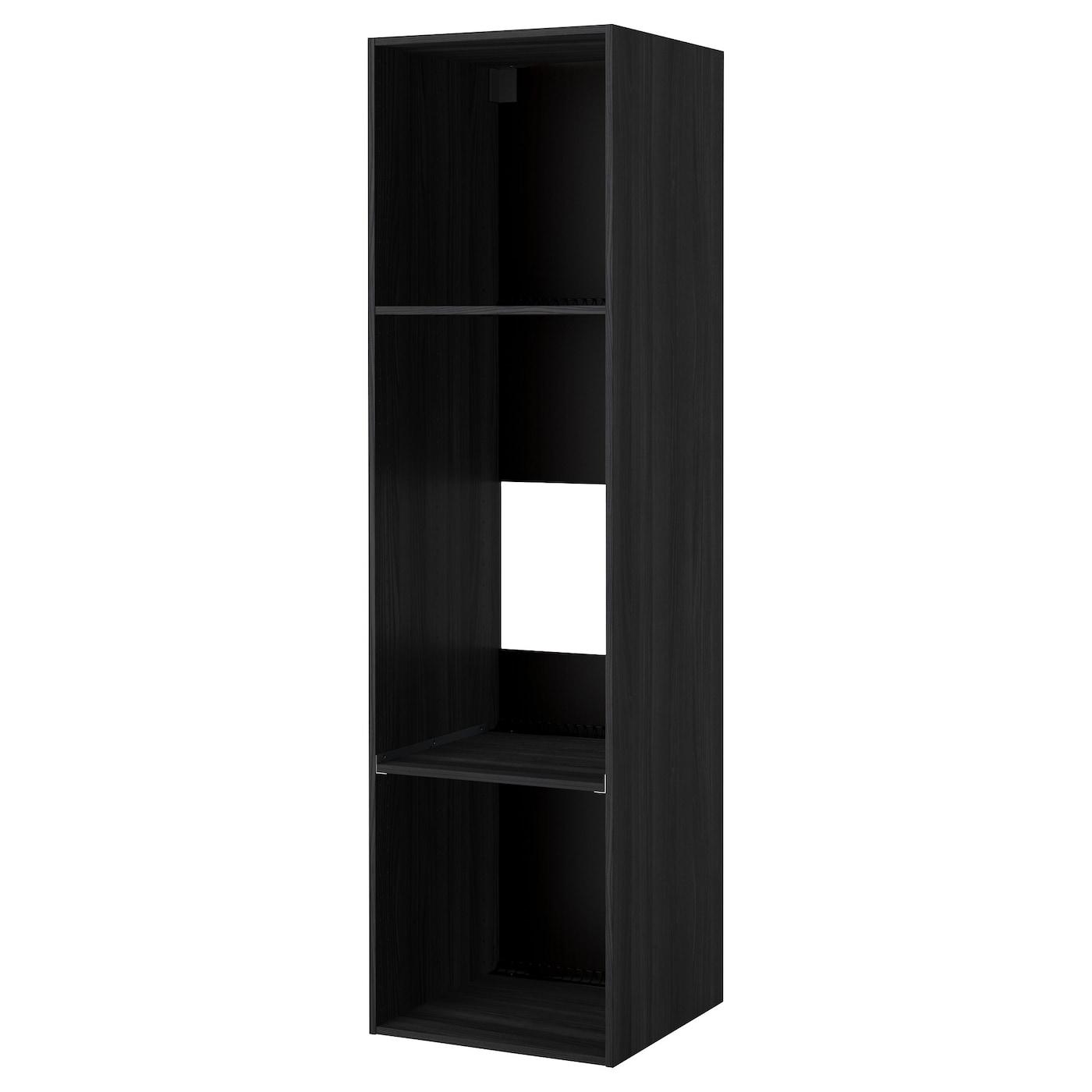 METOD Высокий шкаф для холодильника / плиты, имитация дерева черный, 60x60x220 см