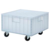 PANSARTAX Коробка на колесиках с крышкой прозрачный грифельно-синий 33x33x16,5 см