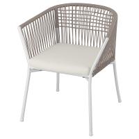 SEGERON Садовый стул с подлокотниками, белый/бежевый/Frösön/Дувхольмен бежевый