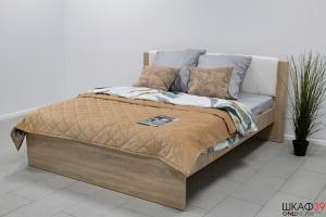 Хоумлайн Кровать 160 сонома (белое экокожа изголовье) с ортопедическим основанием