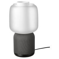 SYMFONISK Lampa/głośnik z wifi, szklany klosz, czarny/biały