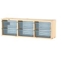 TROFAST Навесная полка сосна светлая беленая/серо-голубая 93x21x30 см IKEA