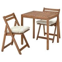 NÄMMARÖ Садовый стол и 2 складных стула, светло-коричневая морилка/Куддарна бежевый