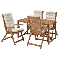 NÄMMARÖ Стол+4-х раскладной садовые стулья, светло-коричневая морилка/Куддарна бежевый