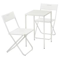 FEJAN Стол+2 складных стула, садовый, белый/белый
