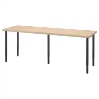 LAGKAPTEN/OLOV Письменный стол под беленый дуб/черный 200x60 см IKEA 794.176.37