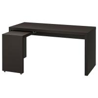 MALM Письменный стол с выдвижной панелью черно-коричневый 151 x 65 см IKEA 602.141.83