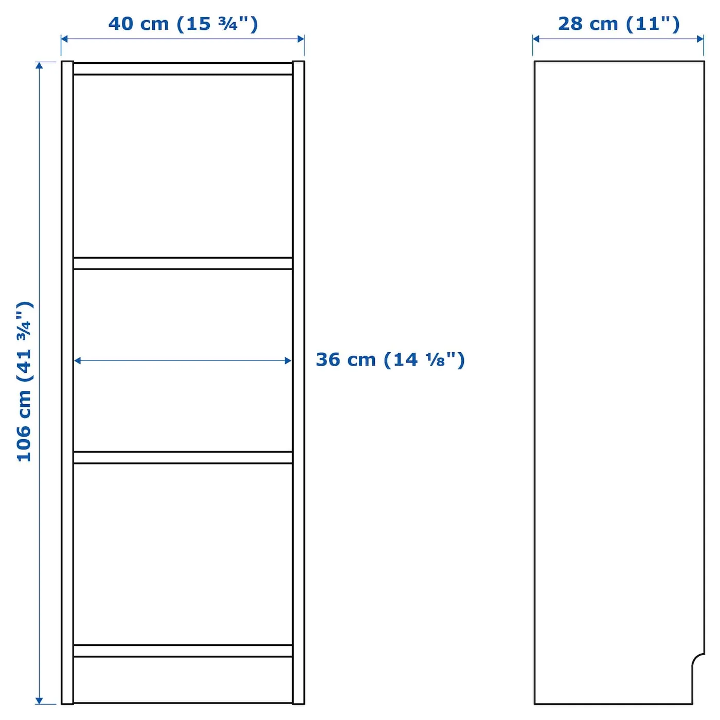 BILLY IKEA 802.638.32 Стеллаж (40x28x106 см.) Белый