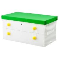 FLYTTBAR Коробка с крышкой, зеленый/белый 79x42x41 см