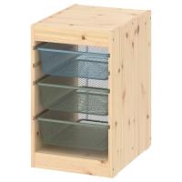 TROFAST IKEA 195.256.25 Стеллаж с ящиками 34x44x56 см светлая сосна/серо-голубой/светло-зеленовато-серый