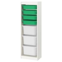TROFAST IKEA 295.332.05 Стеллаж с контейнерами 46x30x145 см белый / зеленый белый