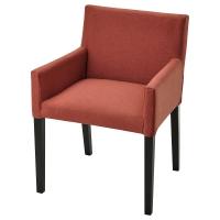 MARENAS IKEA 595.143.90 Стул с подлокотниками черный / Gunnared красно-коричневый