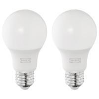 SOLHETTA IKEA 605.641.38 Лампочка 2 шт.. LED E27 470 люмен опаловый шар белый