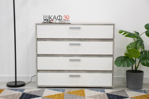 Денвер КМ 01 Комод 4 ящика Белый/Ателье светлый