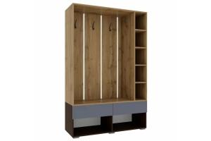 Прага Тумба с вешалкой Дуб вотан/Венге/Графит софт