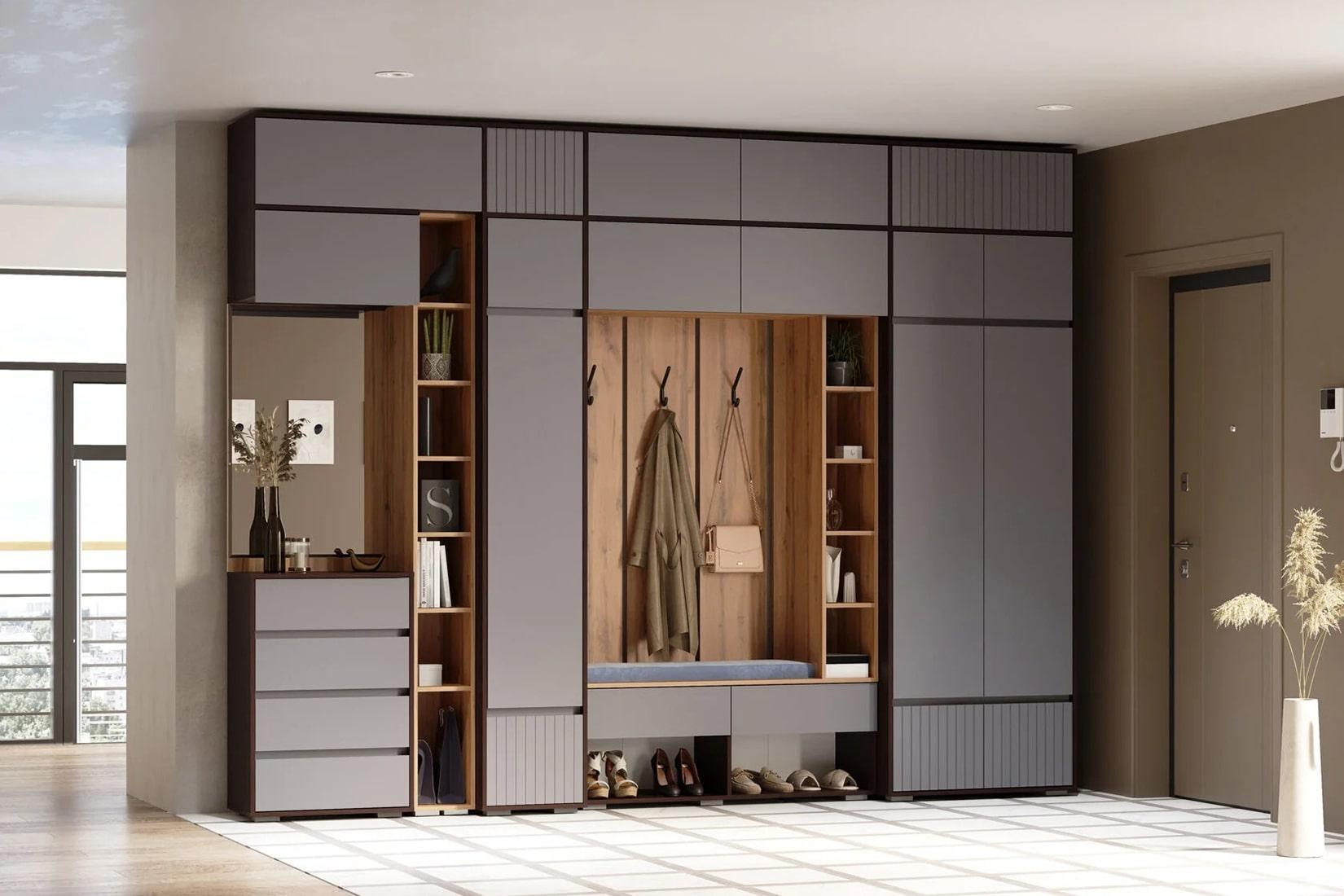 Прага Шкаф 2-дв. Венге/Графит софт