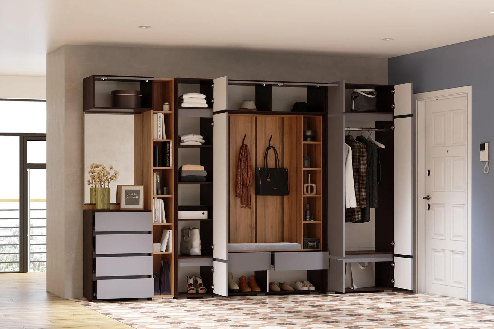 Прага Прихожая Дуб вотан/Венге/Графит софт