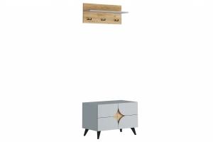 Монро Прихожая Шиншила Серая/Дуб крафт золотой