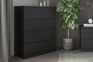 VARMA / MALM 4 Комод шпон Ясень черный (завод IKEA)