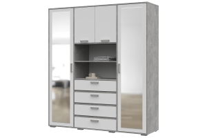 Денвер ШК 02 Шкаф 4-х ствр. с зеркалом (Белый/Ателье светлое)