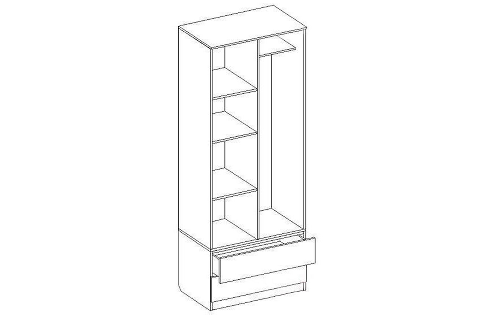 Шкаф лондон 3 с двумя распашными и 2 ящиками
