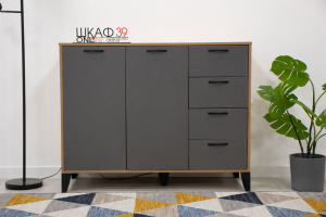 Катрин-12 Комод дуб крафт золотой/графит серый
