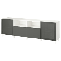 BESTA IKEA 195.750.07 Тумба ТВ с дверцами и ящиками 240x42x74 см Мёртвикен/Вестервикен/Стуббарп Белый/Тёмно-серый